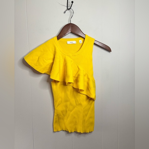ALC yellow Malia knit sweater tank ruffle blouse top size SM - Picture 2 of 5